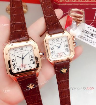 Clone Cartier Santos de Rose Gold Quartz Watch Japan Grade